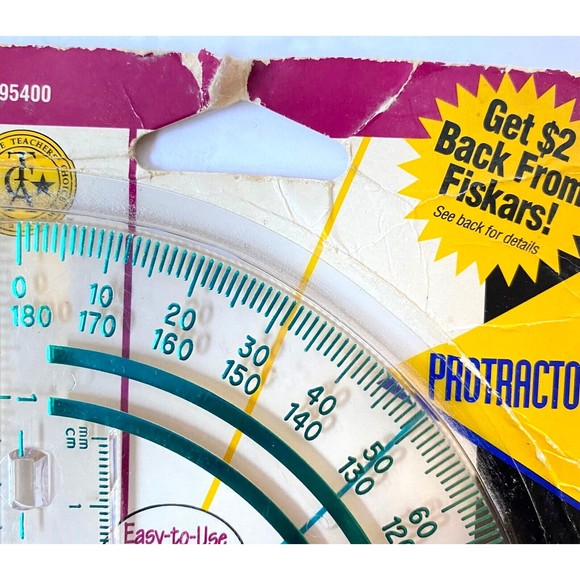 Fiskars Vintage Protractor New In Package Transparent Swing Bar 95400 - Picture 5 of 9
